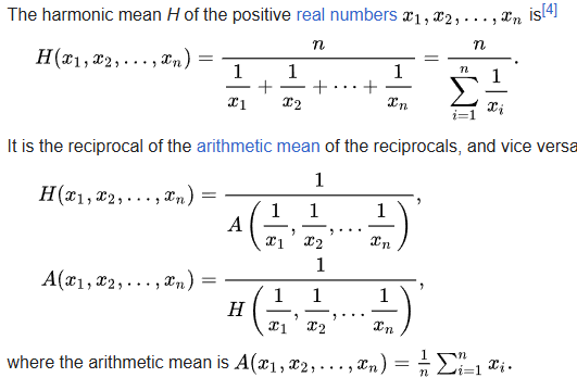 Harmonic Mean Formula and Speed Calculation Example